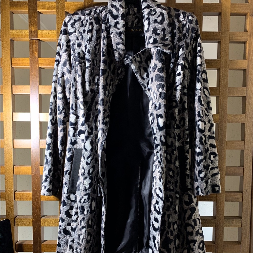 Dina Bar-el Leopard Print Faux Fur Jacket